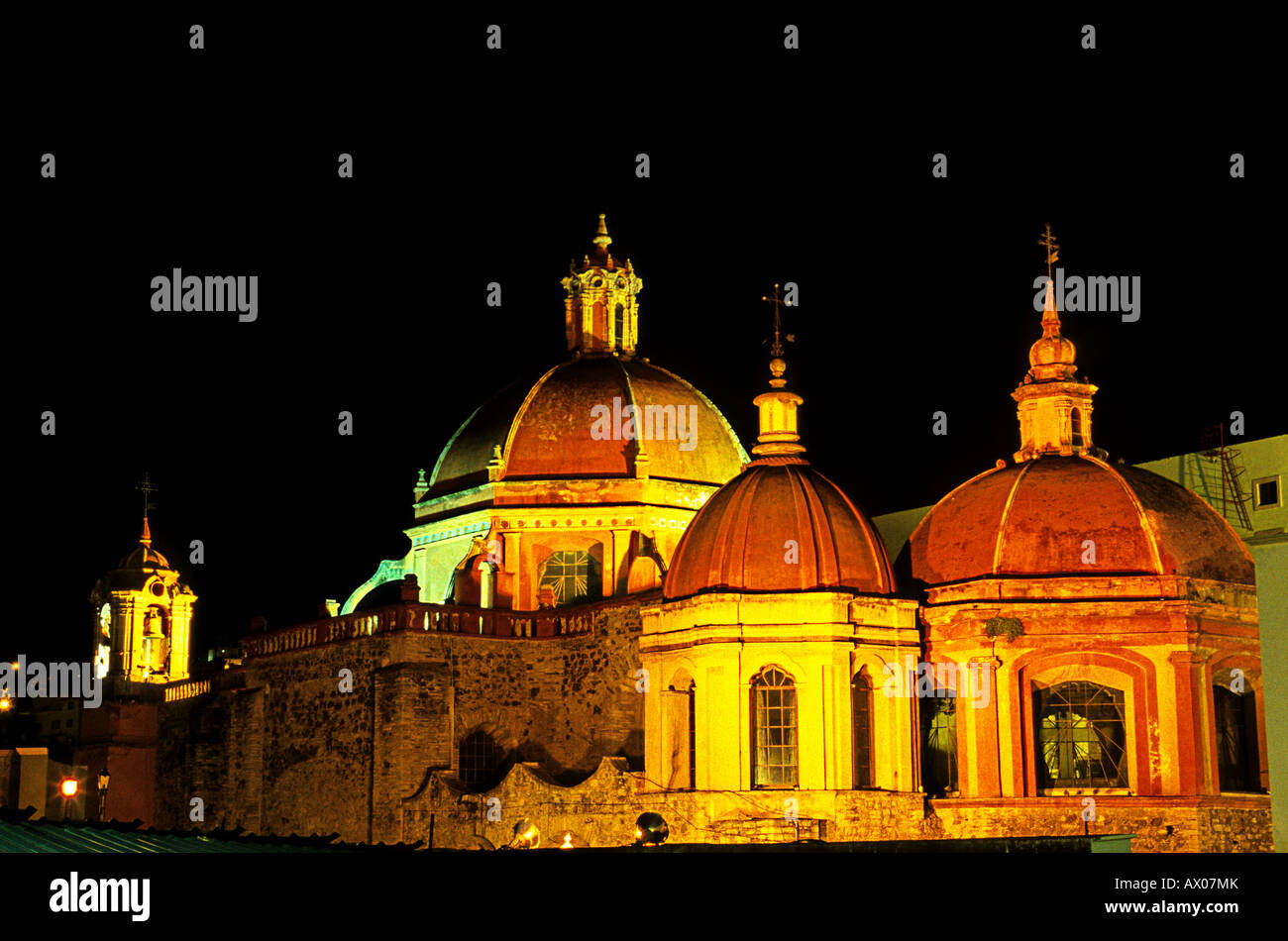 Domes of the Templo de San Diego in the colonial mining city of Guanajuato Mexico Stock Photo