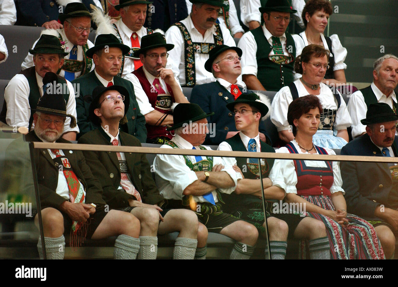 Bavarians in traditional costumes sitting in the Bundestag, Berlin