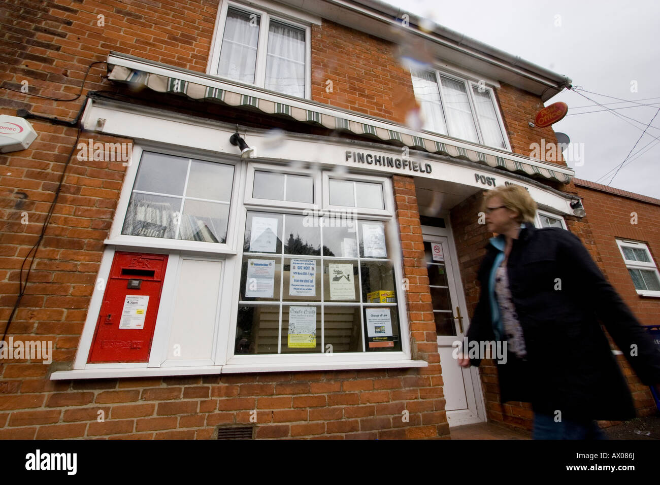 Rain Rural Post office during rainstorm Finchingfield Essex Stock Photo