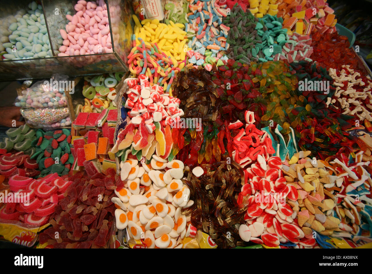 Display at a candy store in a market in the old city section of