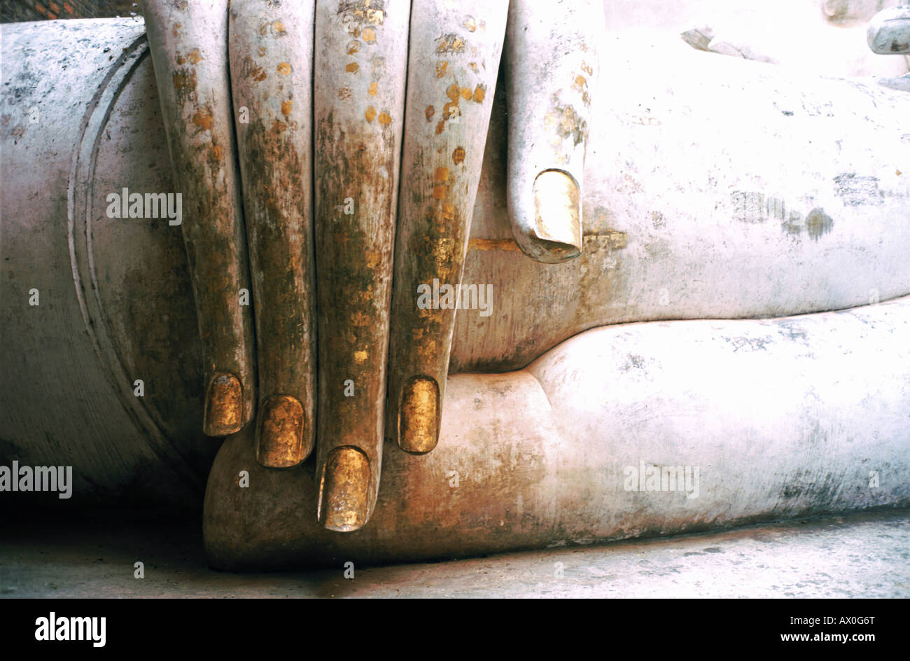Bhumispara-mudra: Buddha Gautama at the moment of enlightenment, Sukhothai, Thailand, Asia Stock Photo