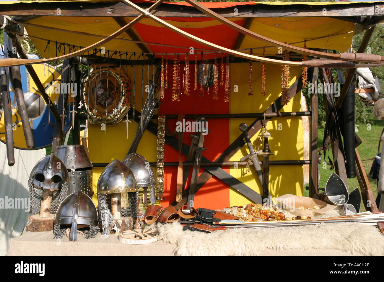 Knights clothes and armour for sale in the medieval festival week in