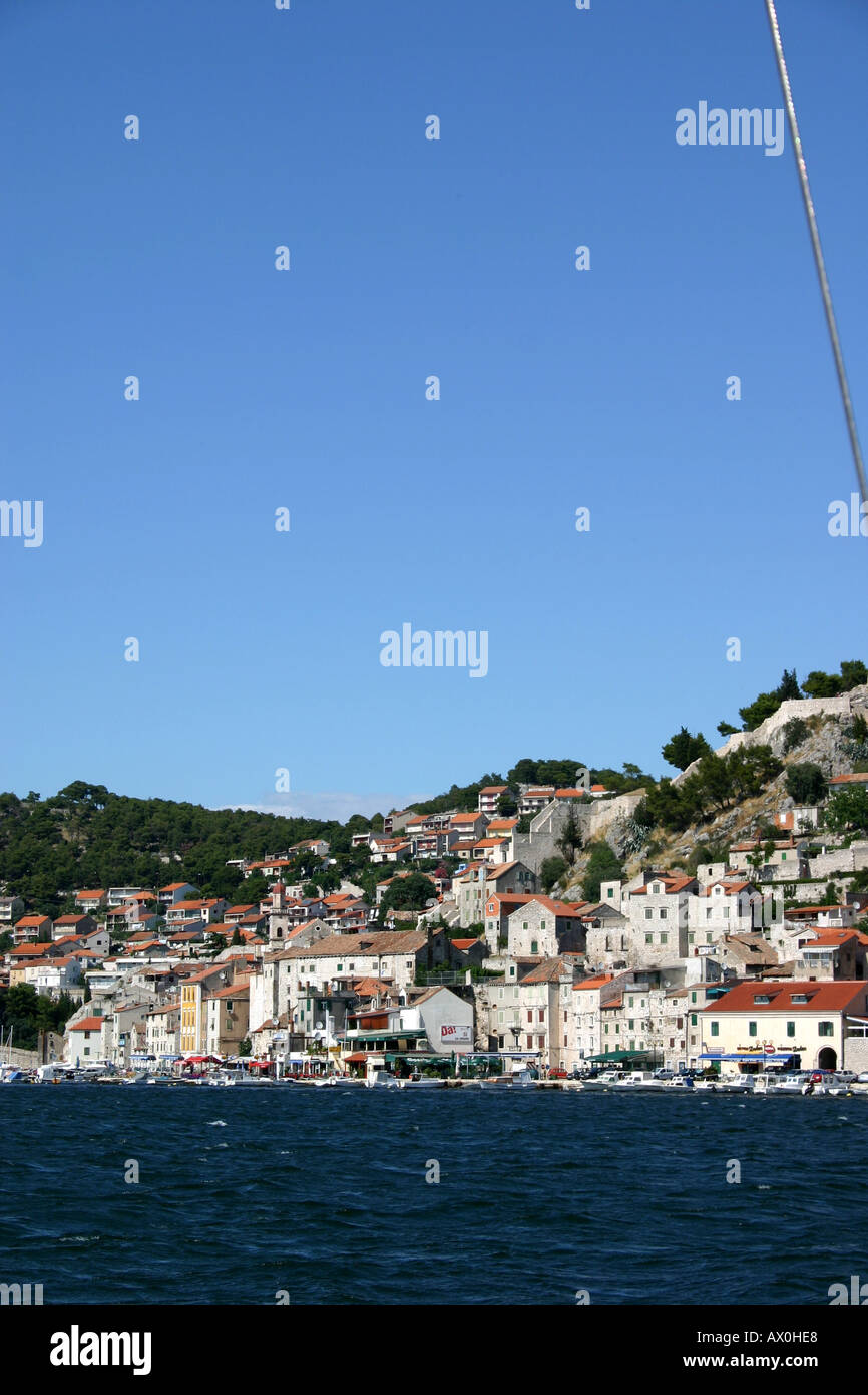 Sibenik Croatia offshore View from a boat Stock Photo