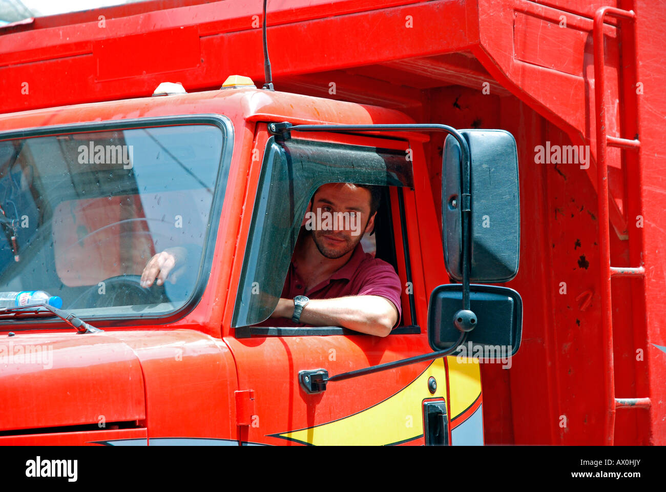 Truck driver, Kackar, East Anatolia, Turkey Stock Photo