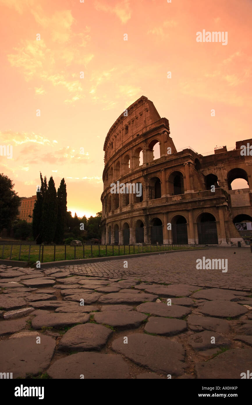 Colosseum and Via Sacra, sunrise, Rome, Italy Stock Photo - Alamy