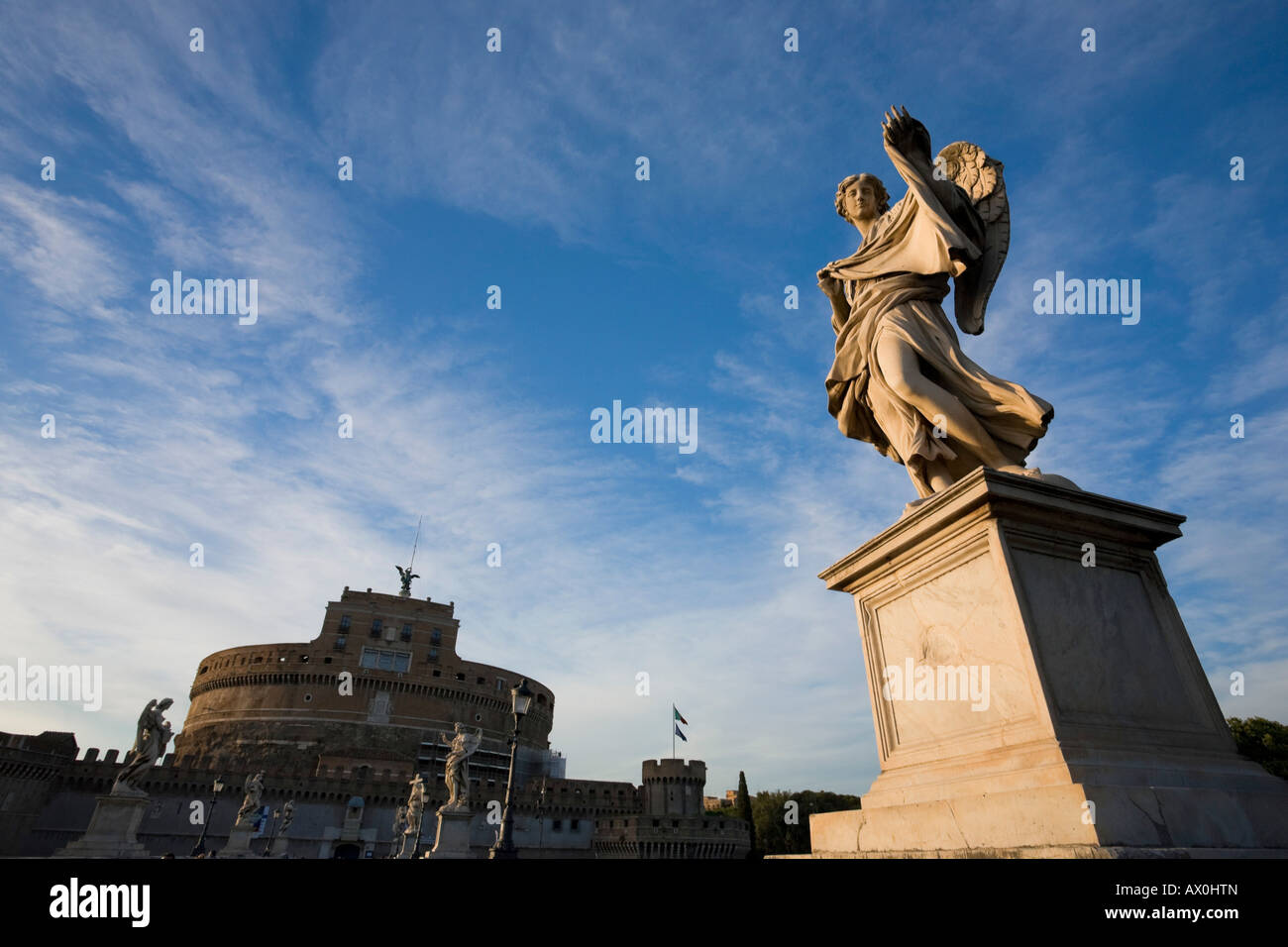 Castel Sant Angelo & Sant Angelo Bridge, Rome, Italy Stock Photo