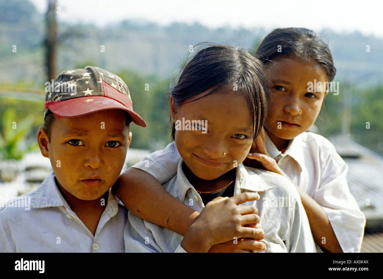 Children, Annapurna region, Himalayas, Nepal, Asia Stock Photo