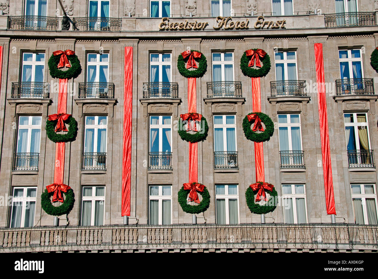 Christmas decorations at Excelsior Hotel Ernst, Cologne, North Rhine-Westphalia, Germany, Europe Stock Photo