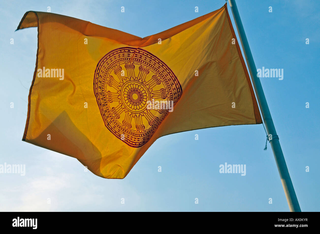 Buddhist flag, Wat Pho, Bangkok, Thailand, Southeast Asia, Asia Stock Photo