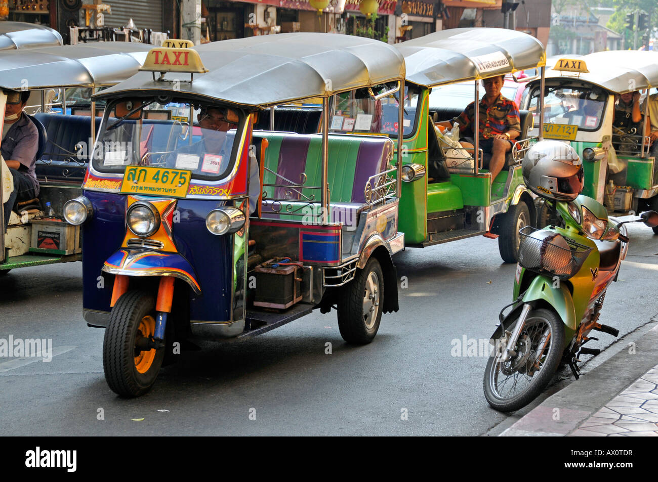 Tuk-tuks, Bamrung Muang Road, Bangkok, Thailand, Southeast Asia Stock Photo