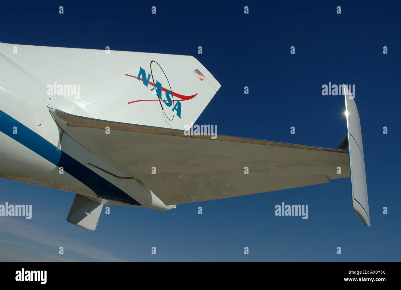 Rudder of NASA space shuttle cargo aircraft at Edwards Air Force Base