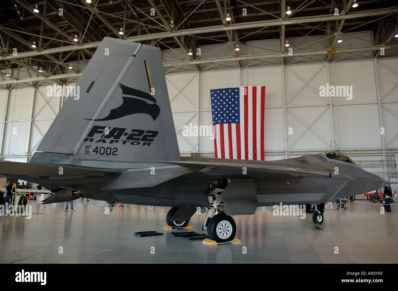 F/A-22 Raptor being displayed in hangar at Edwards Air Force Base Open ...