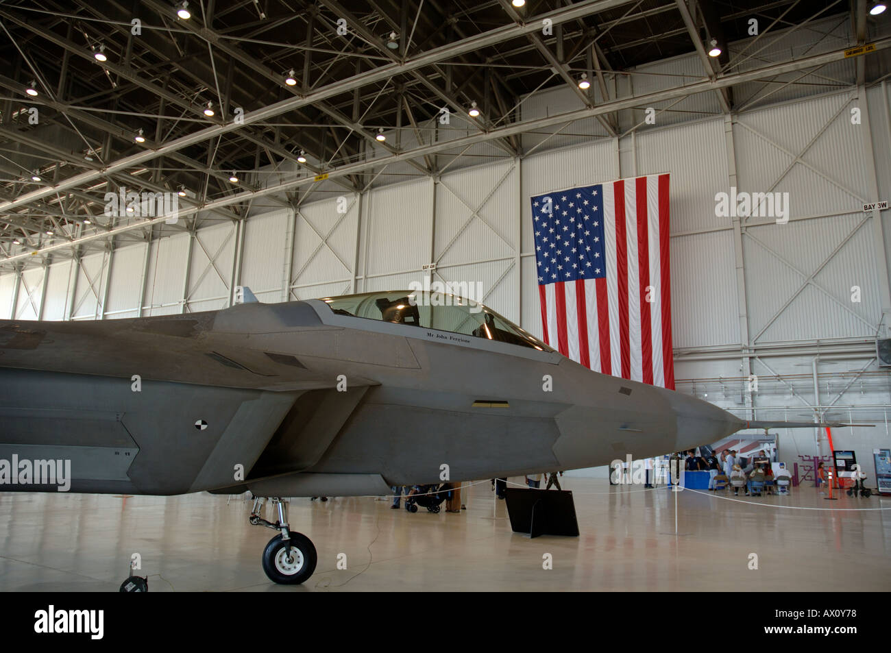 F/A-22 Raptor being displayed in hangar at Edwards Air Force Base Open ...