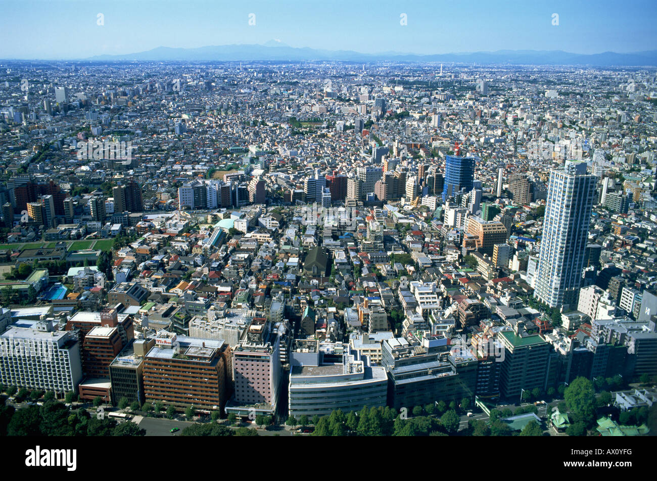 Japan, Honshu, Tokyo, View of Tokyo Suburbs from Tokyo City Hall in