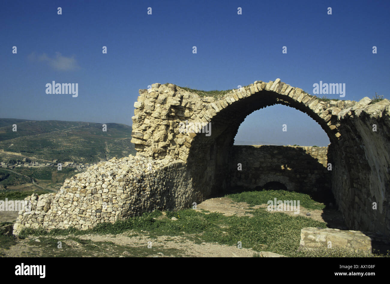 Jordan Kerak Ruins Of The Crusader Castle And The Valley Stock Photo