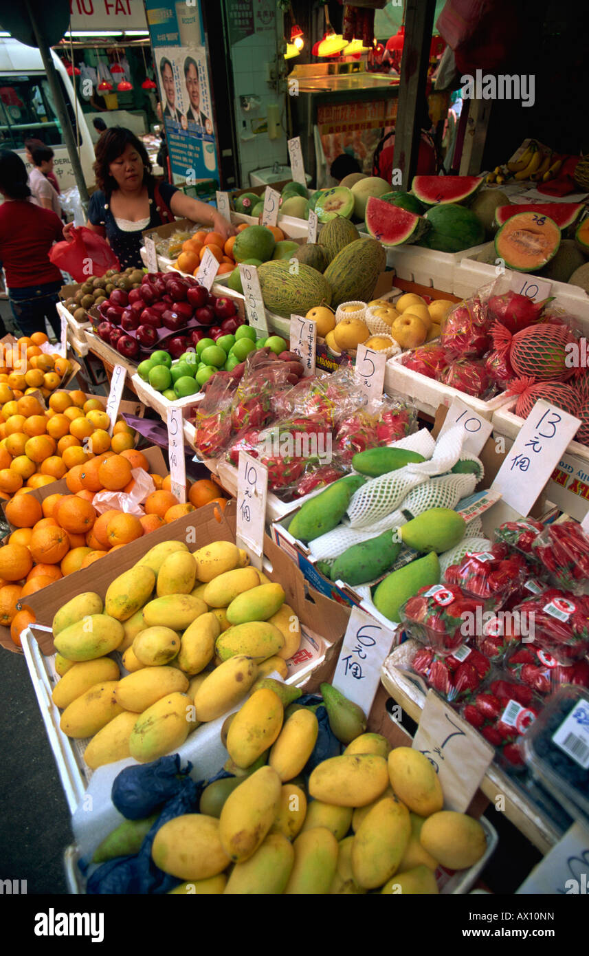 China Hong Kong Wan Chai Fruit Stall In Street Market Stock Photo Alamy