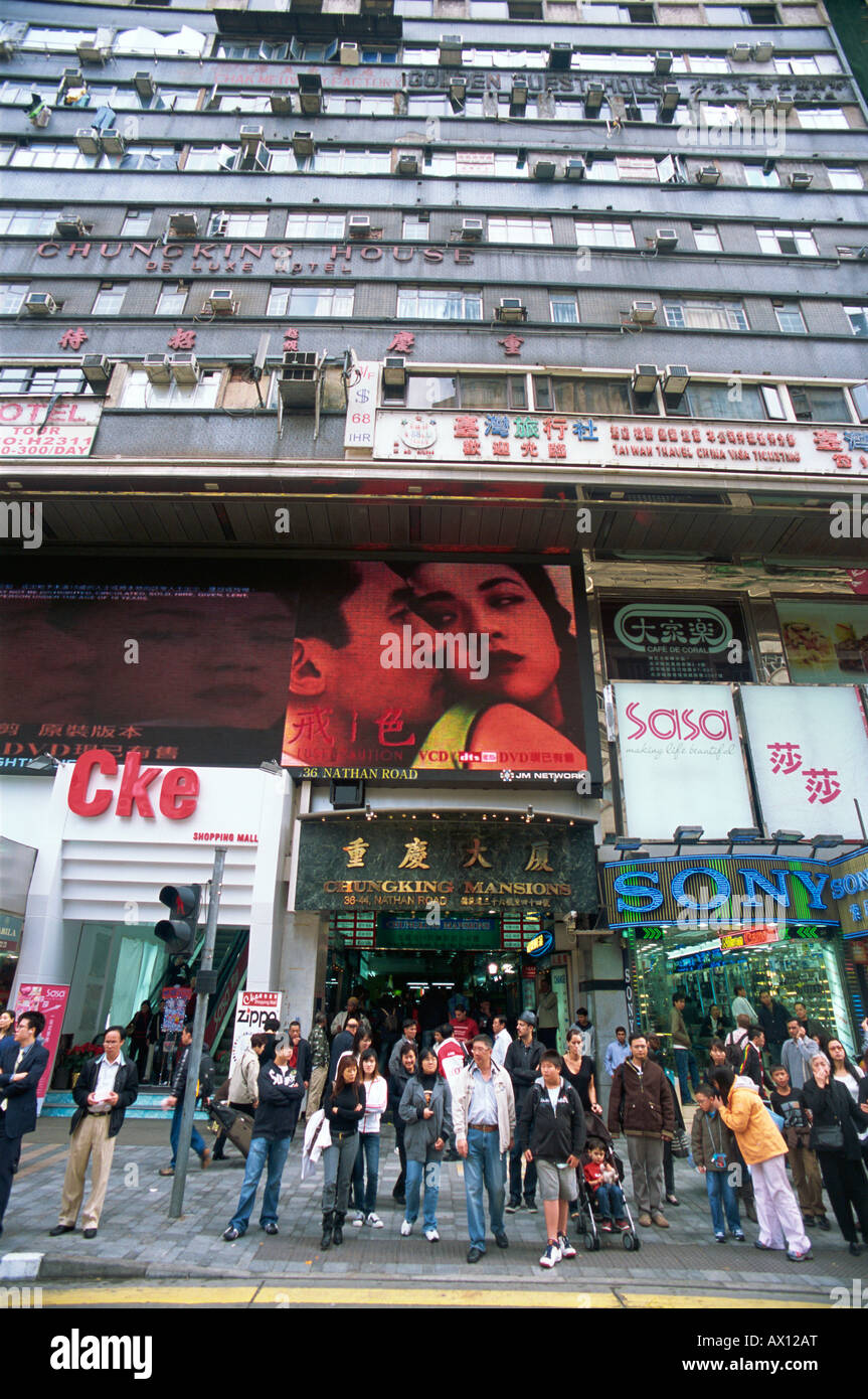 China, Hong Kong, Kowloon, Tsim Sha Tsui, Nathan Road and Chungking Mansions Stock Photo Alamy