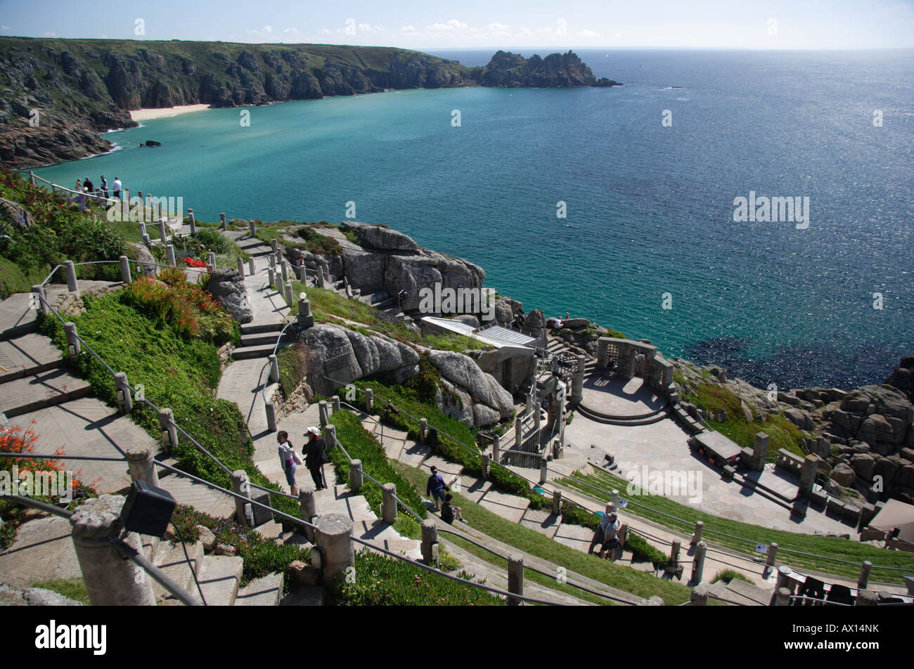 Famous outdoor Minack Theatre, South, Cornwall, UK. Many performances are put on each year, mainly during the summer months. Stock Photo