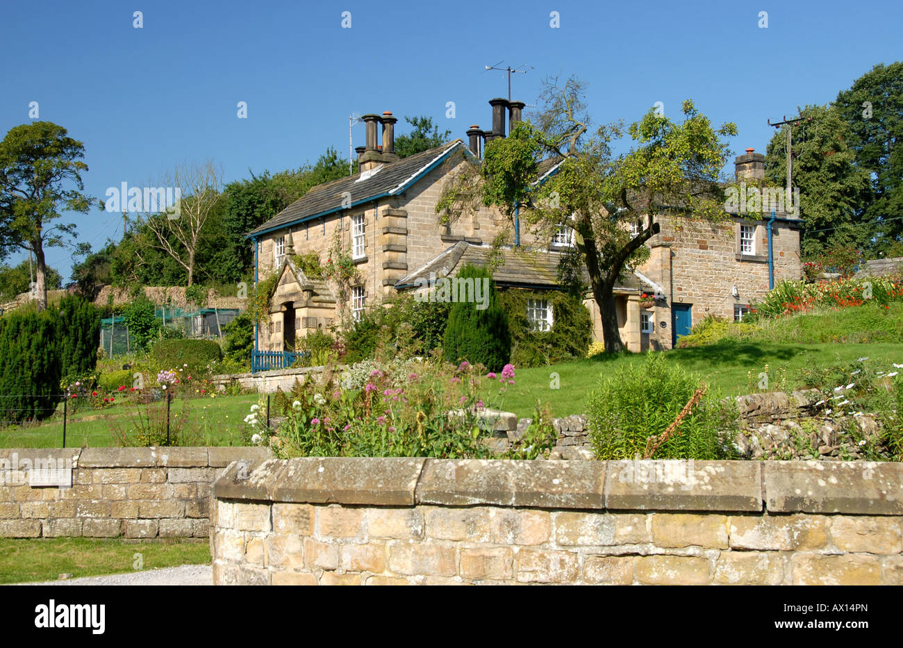 House in Edensor village Chatsworth estate Derybshire England Stock
