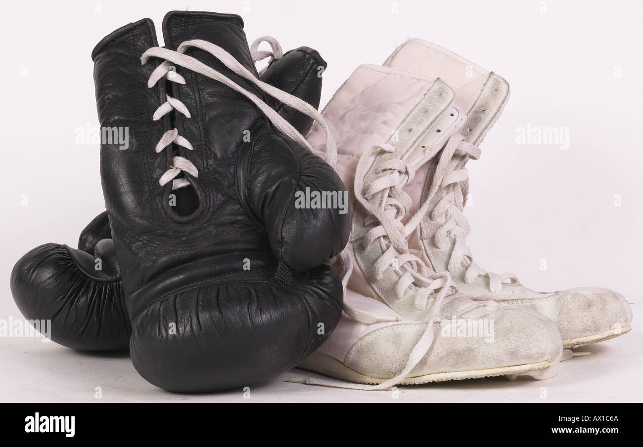 Boxing gloves and boots 1 Stock Photo Alamy