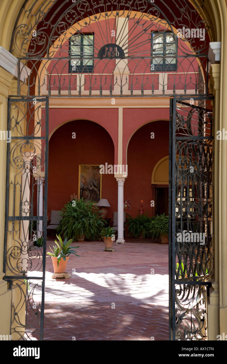 Patio, courtyard, Hacienda Benazuza, Elbulli hotel, Sanlucar la Mayor, Province Sevilla, Andalucia, Spain Stock Photo