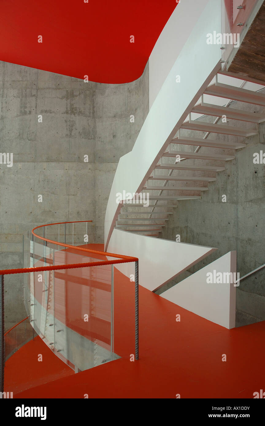 Stairways, railings, panelling made of plexiglass in the Congress palace Manuel Rojas built by Spanish architects José Selgas a Stock Photo