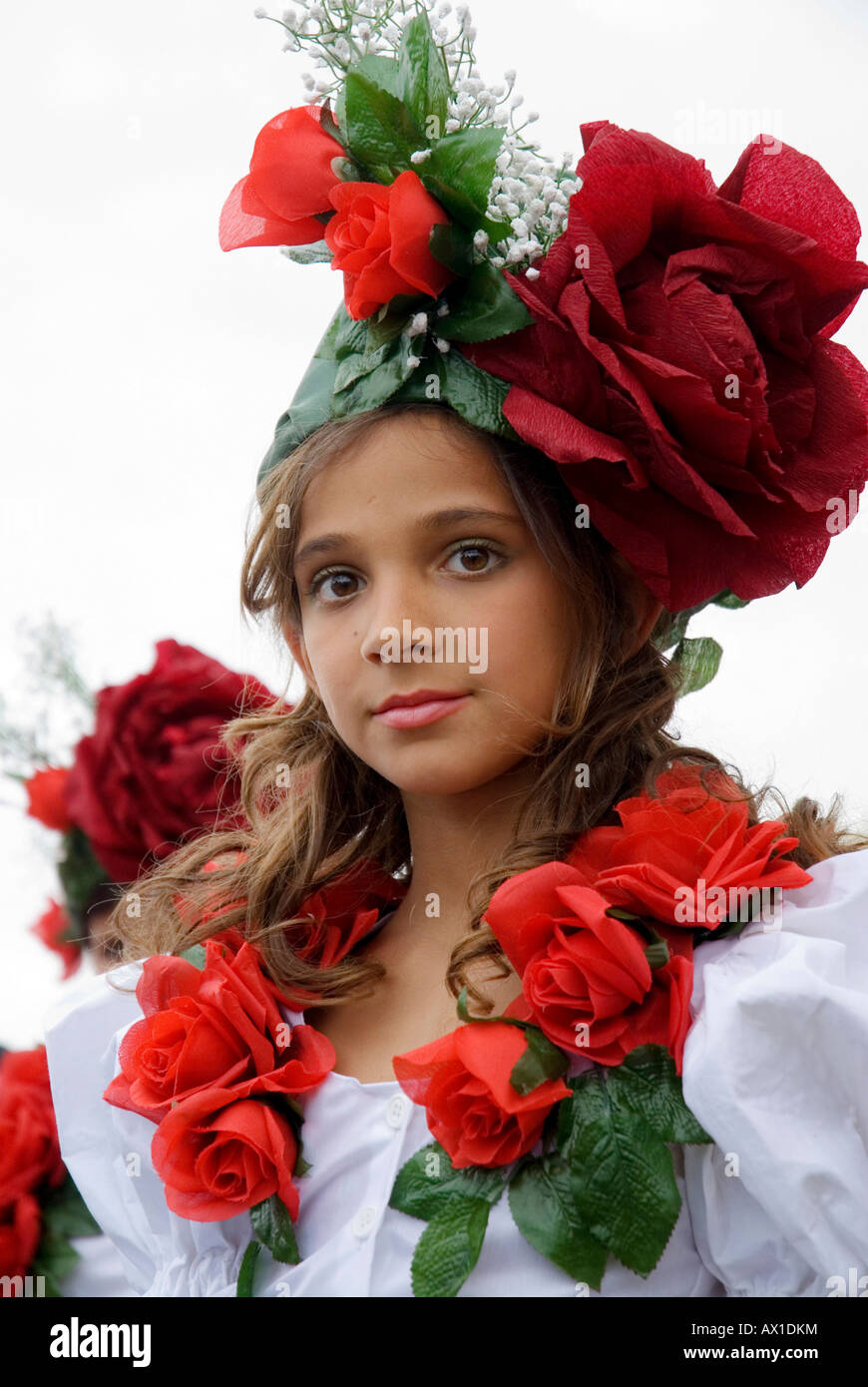 Large procession, April Flower Festival in Funchal, Madeira, Portugal, Europe Stock Photo