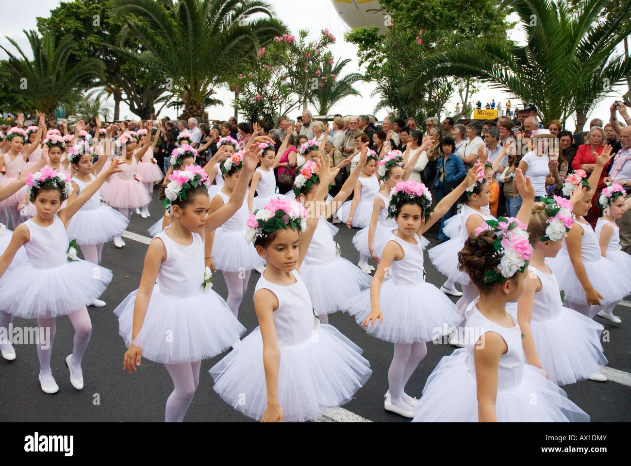 Ballet troupe interpreting Swan Lake during April Flower Festival in Funchal, Madeira, Portugal, Europe Stock Photo
