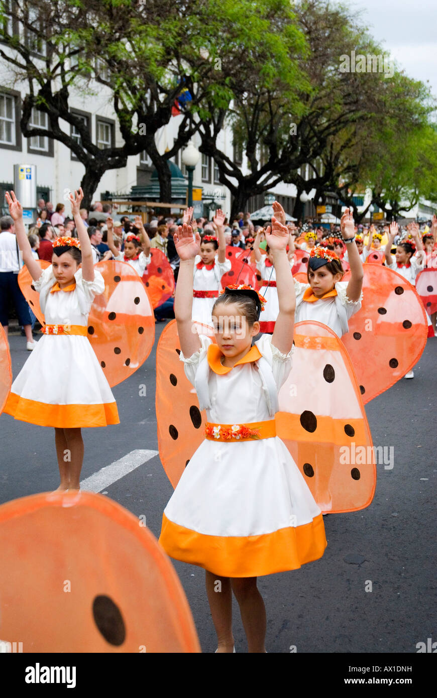 Flower procession, April Flower Festival in Funchal, Madeira, Portugal, Europe Stock Photo