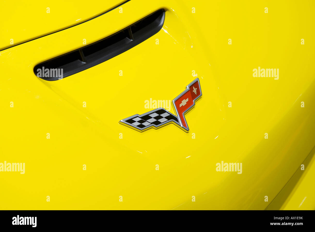 chevrolet corvette bonnet and emblem Stock Photo
