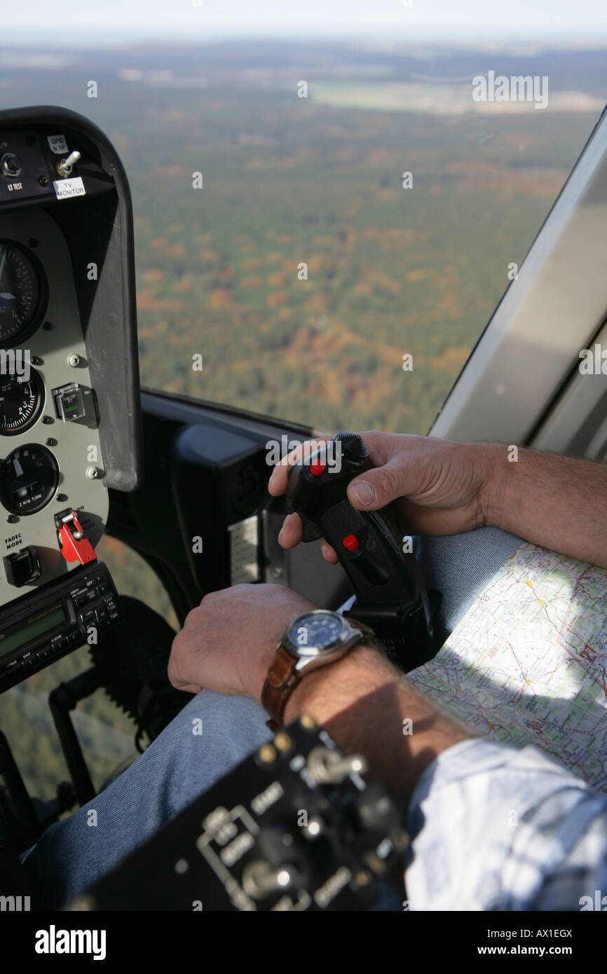 A pilot flying an aero plane Stock Photo