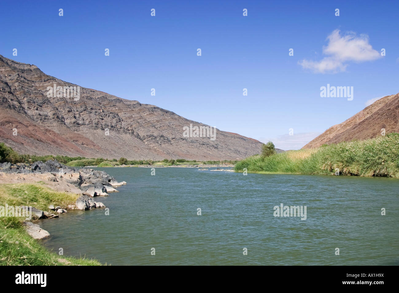 Boarder River Oranje River between South Africa and Namibia, Africa Stock Photo
