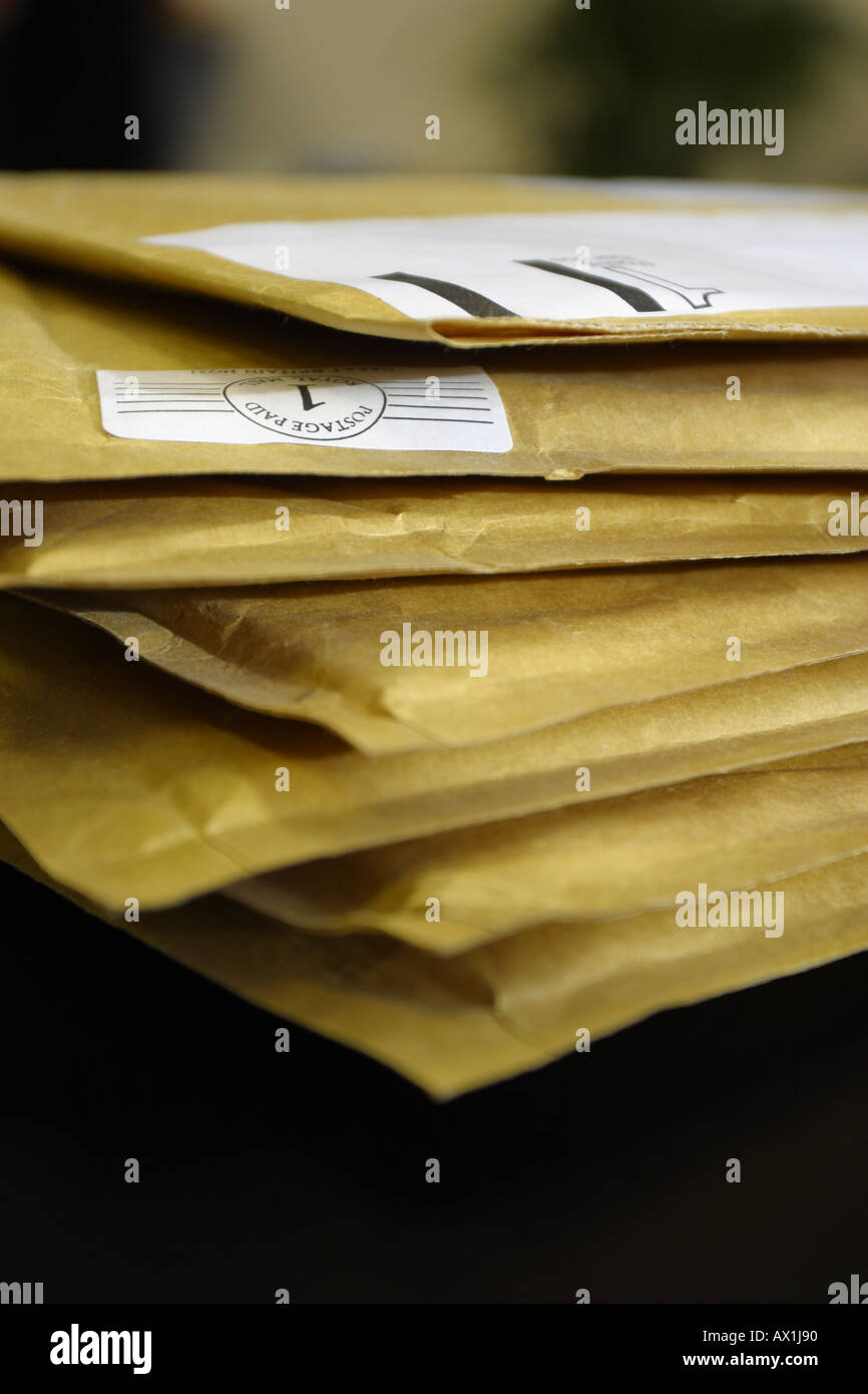 A pile of Jiffy bags envelopes small 