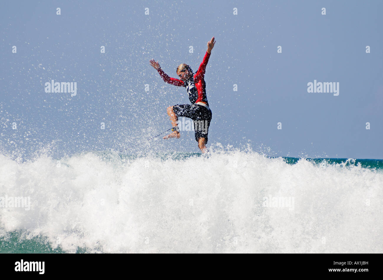 Surfer at the beach of Santa Teresa, Mal Pais, Nicoya Peninsula, Costa Rica, Central America Stock Photo