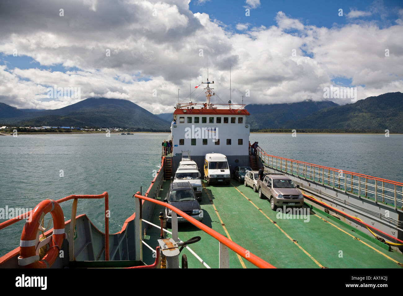 Car ferry from Hornopiren to Caleta Gonzalo, Patagonia, Chile, South America Stock Photo