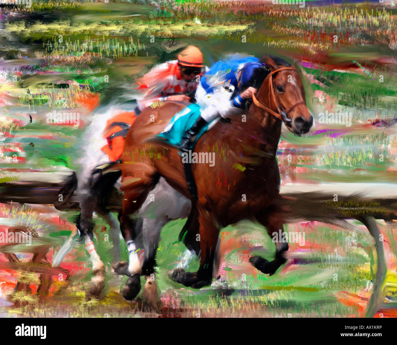 Horse racing painting hires stock photography and images Alamy