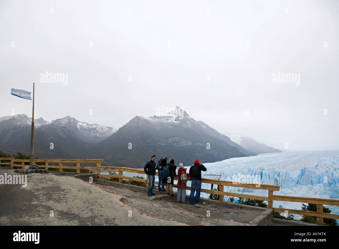Visitors at the glacier Perito Moreno, national park Los Glaciares, Argentina, Patagonia, South America Stock Photo