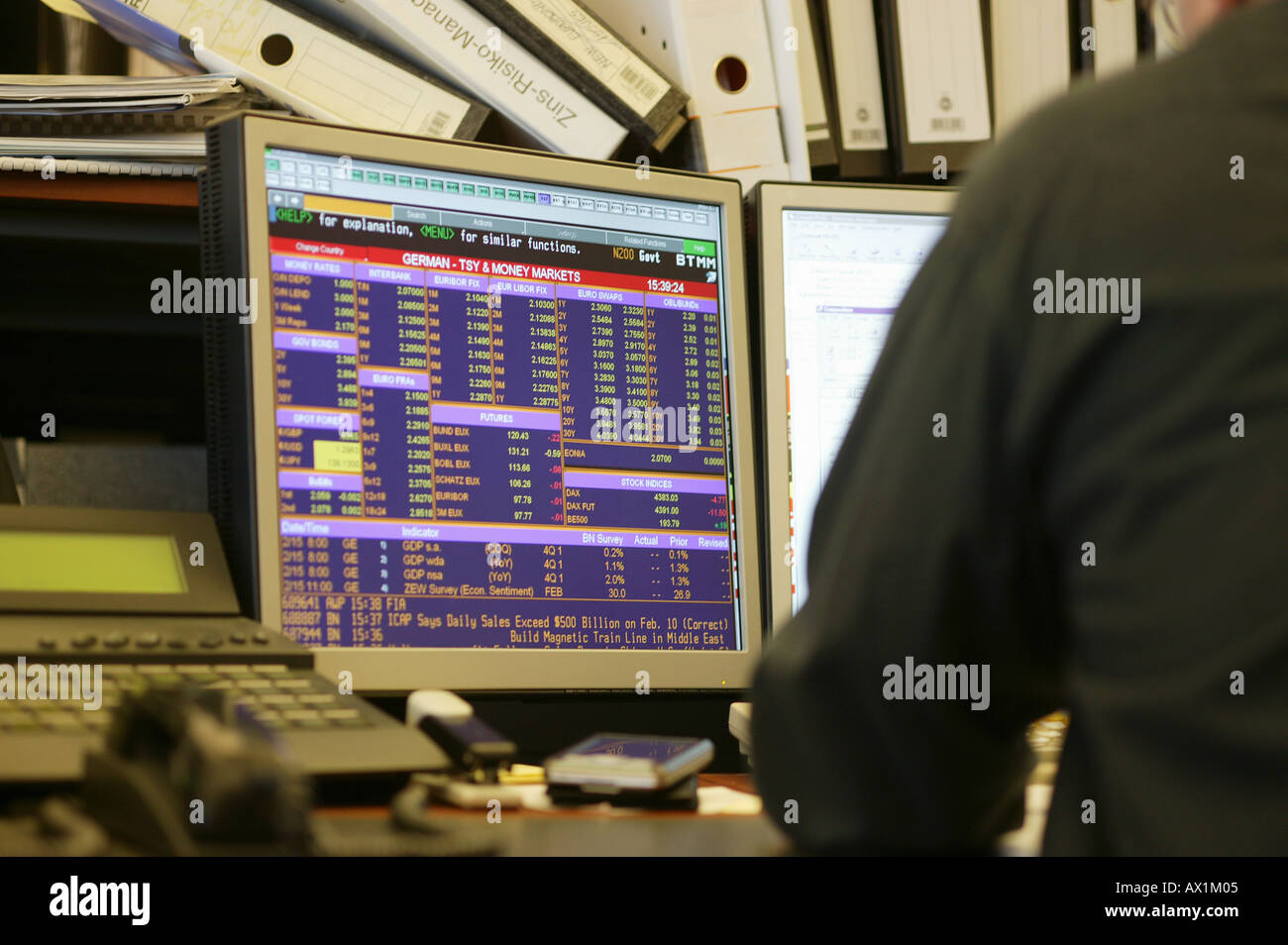 Computer monitor on trader s desk Stock Photo - Alamy