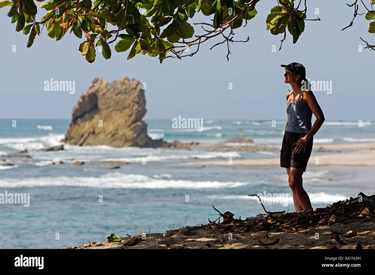 Woman at the beach of Santa Teresa, Mal Pais, Nicoya Peninsula, Costa Rica, Central America Stock Photo
