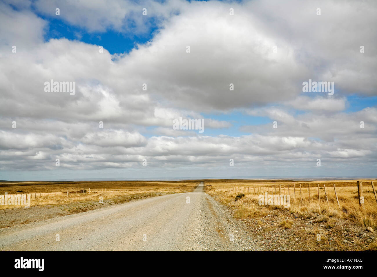 Endless Street at Tierra del Fuego, Chile, South America Stock Photo