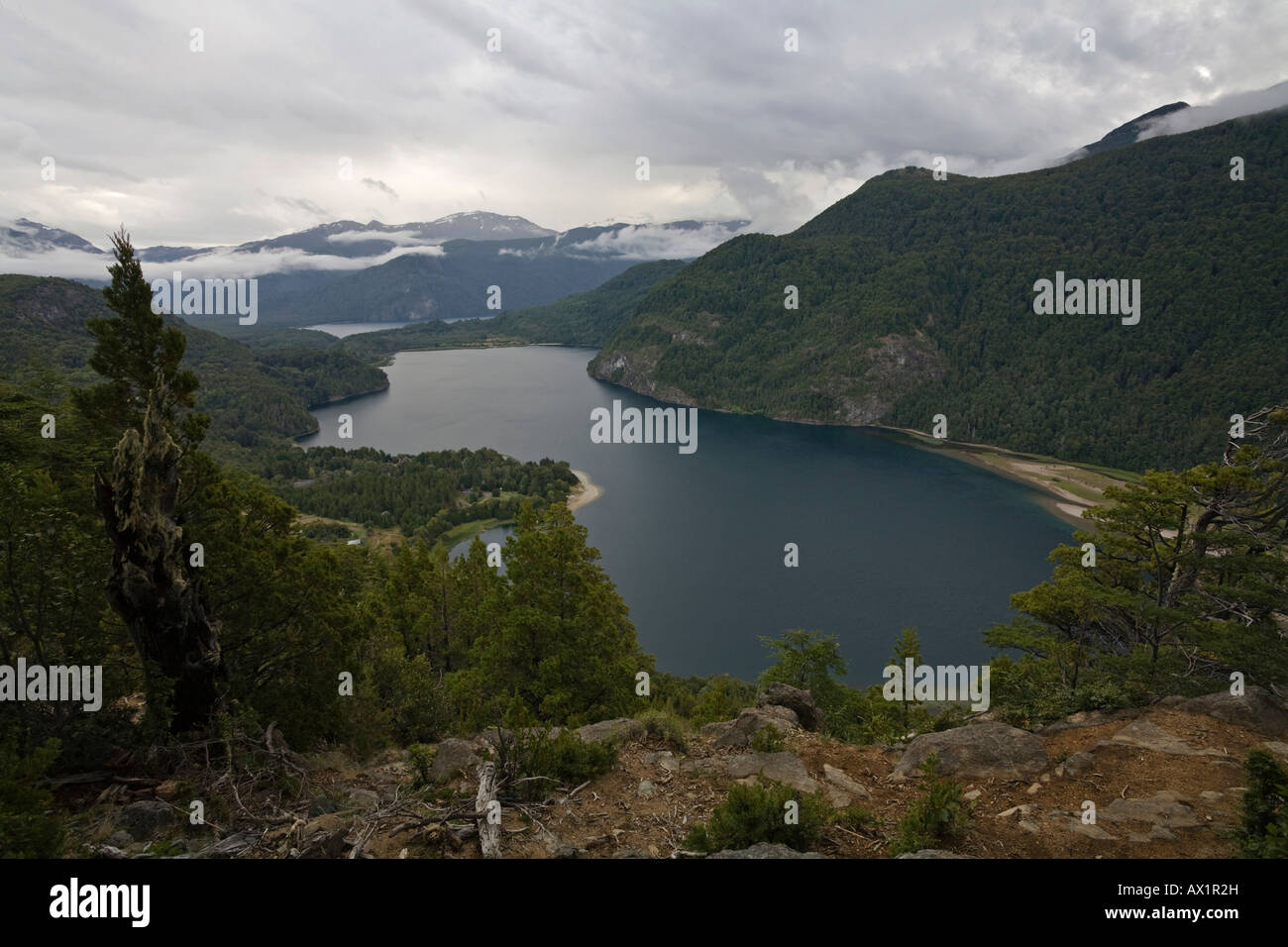 Lake Laguna Verde, national park Parque Nacional Los Alerces, Patagonia, Argentina, South America Stock Photo