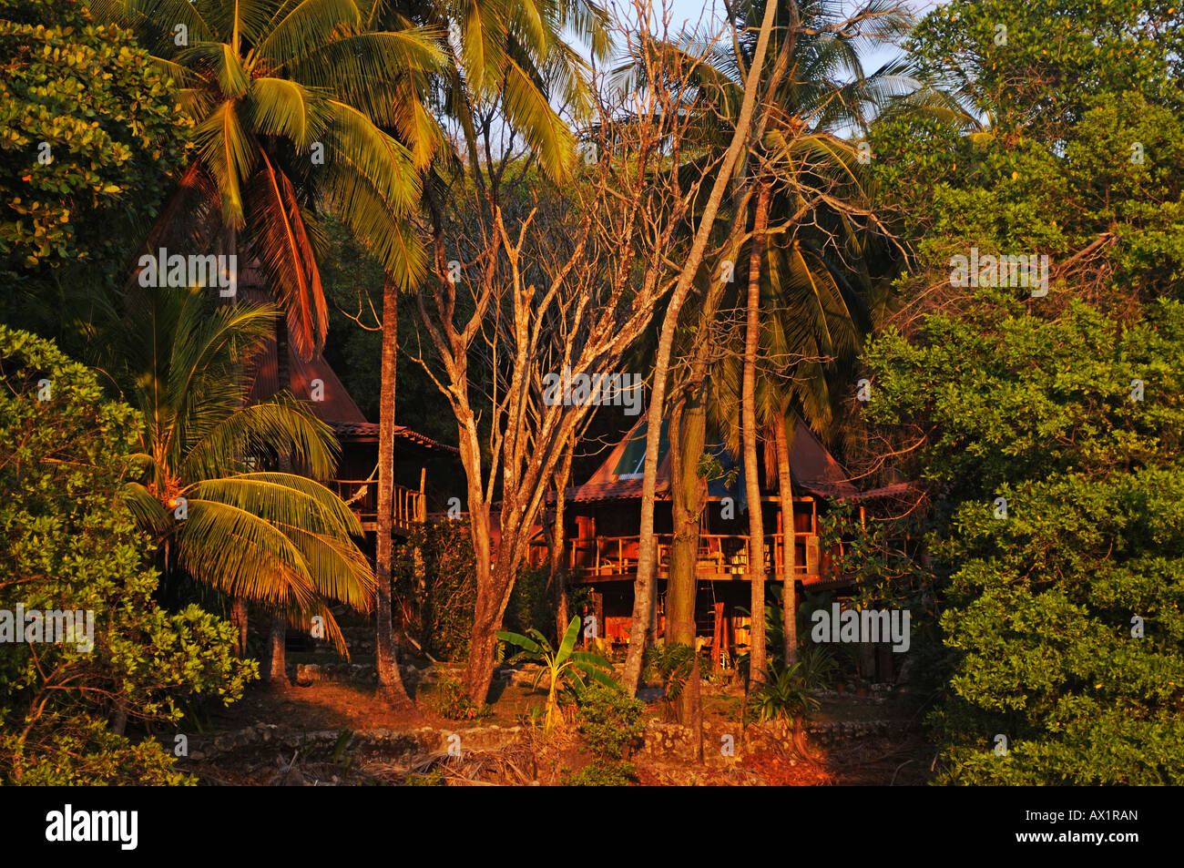 Lodge at the beach of Santa Teresa, Mal Pais, Nicoya Peninsula, Costa Rica, Central America Stock Photo