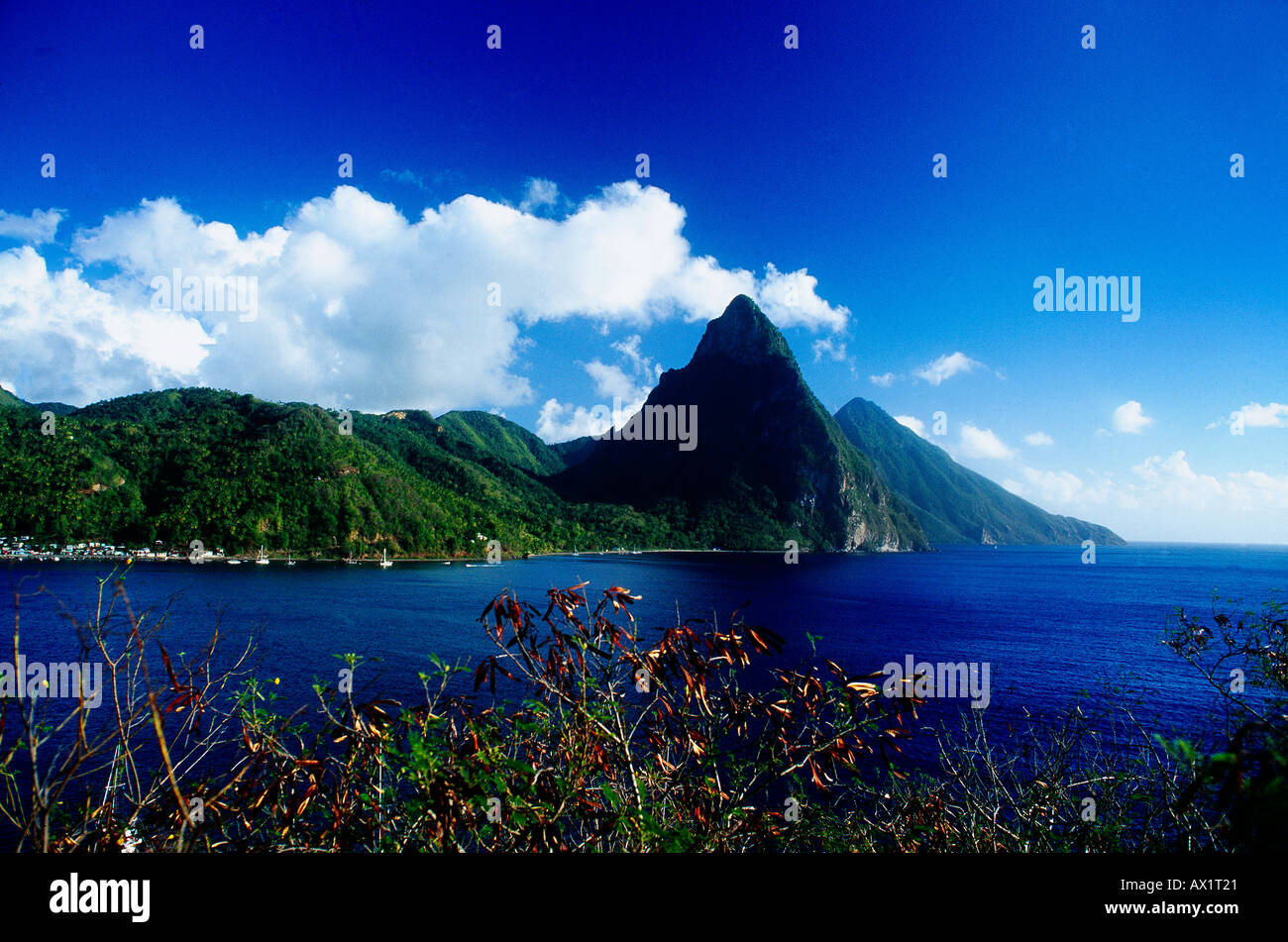 Pitons Dormant Volcanic Plugs in St Lucia Stock Photo - Alamy