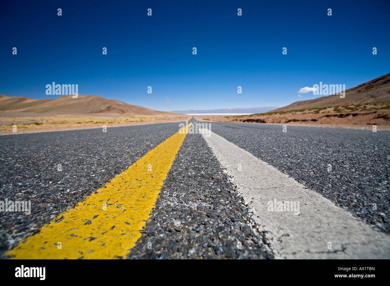 Road to the salt lake Salinas Grandes, across the Andes, Jama pass (Paso de Jama), Argentina, South America Stock Photo