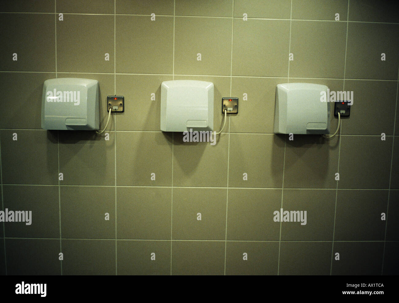 Bathroom hand dryers Stock Photo Alamy