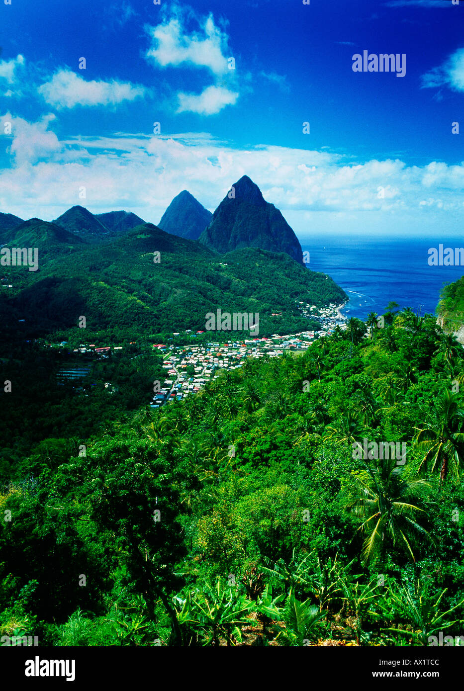 Pitons St Lucia Overview Stock Photo Alamy