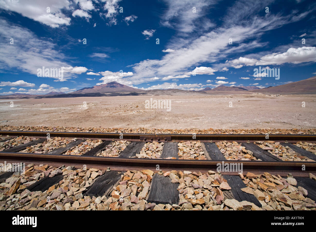 Rails, Altiplano, Bolivia, South America Stock Photo