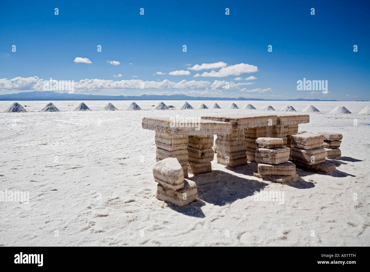 Salt hotel Hotel de Sal Playa Blanca, Altiplano, salt lake Salar de Uyuni, Bolivia, South America Stock Photo
