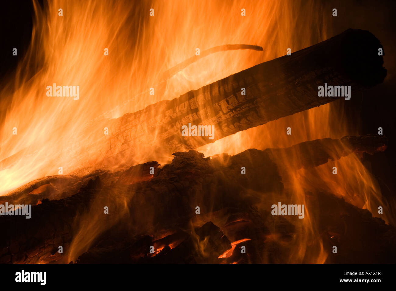 Midsummer bonfire, Bavaria, Germany, Europe Stock Photo