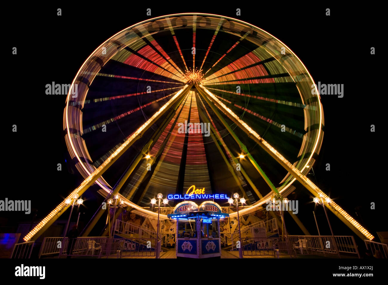 Ferris wheel at night, Autumn Festival, Ingolstadt, Bavaria, Germany, Europe Stock Photo